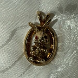 VINTAGE red eye bunny pendant